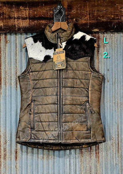 STS Adalyn Leather & Cowhide Vest in Tobacco Brown #5801