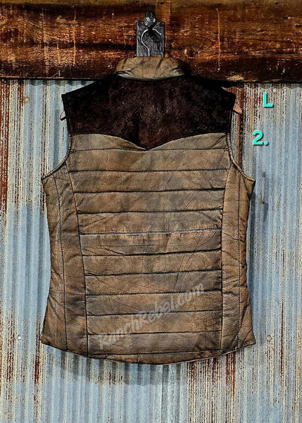 STS Adalyn Leather & Cowhide Vest in Tobacco Brown #5801