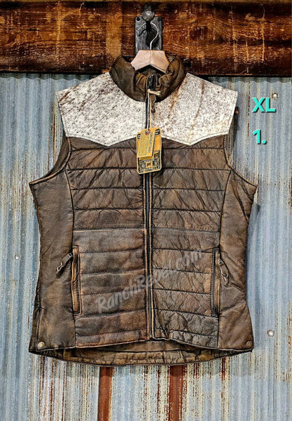 STS Adalyn Leather & Cowhide Vest in Tobacco Brown #5801