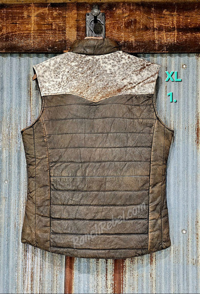 STS Adalyn Leather & Cowhide Vest in Tobacco Brown #5801