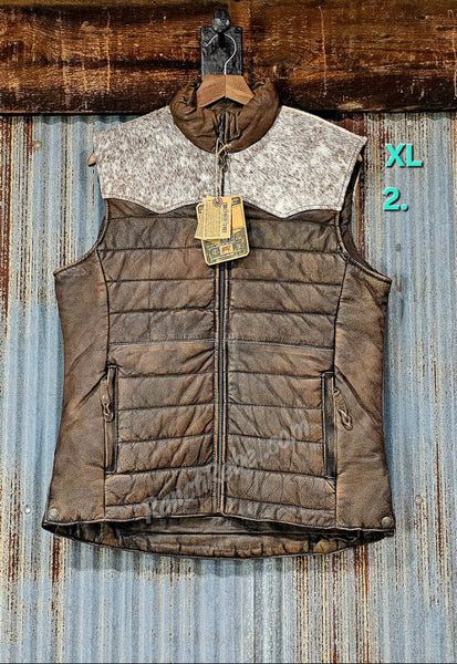 STS Adalyn Leather & Cowhide Vest in Tobacco Brown #5801