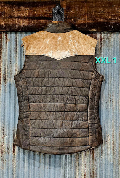 STS Adalyn Leather & Cowhide Vest in Tobacco Brown #5801