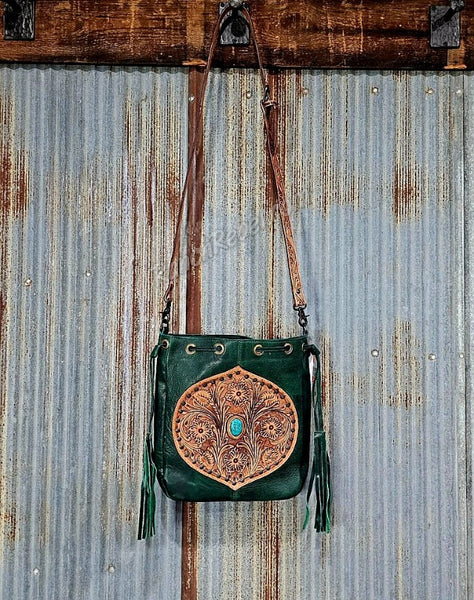 Green Leather Bucket Bag #5802