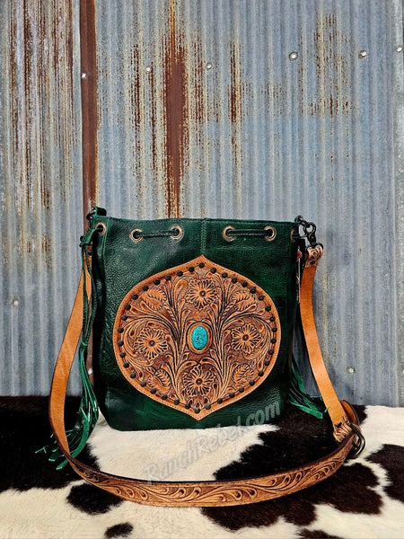 Green Leather Bucket Bag #5802