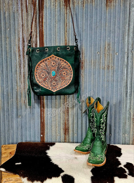 Green Leather Bucket Bag #5802