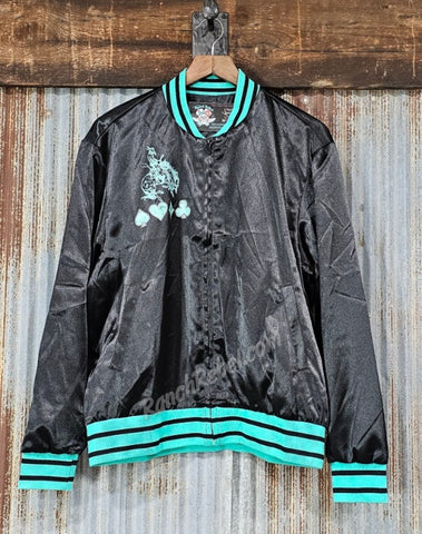 Stacked Deck Satin Bomber Jacket #5864