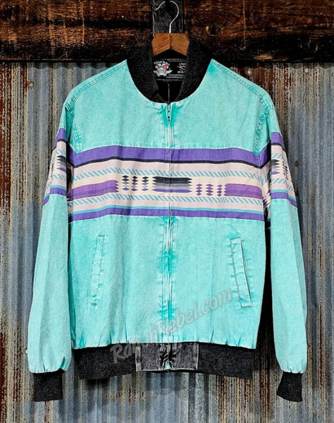 Retro Turquoise Bomber Jacket #5854