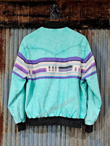 Retro Turquoise Bomber Jacket #5854