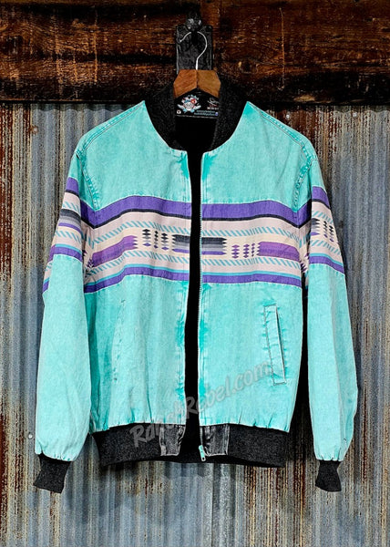 Retro Turquoise Bomber Jacket #5854