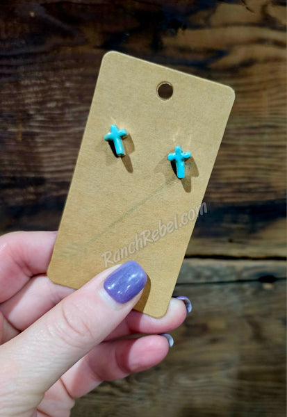 Turquoise Cross Post Earrings #5852