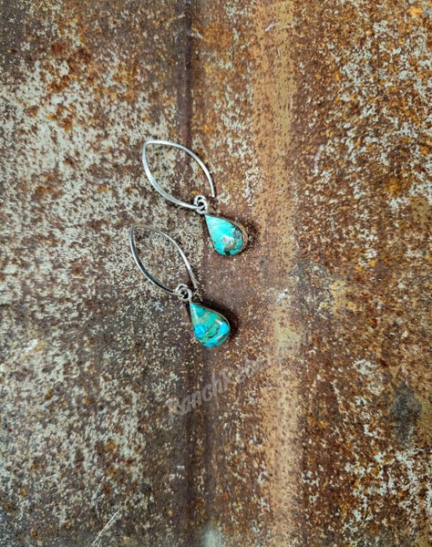 Turquoise Teardrop Hoops #5863