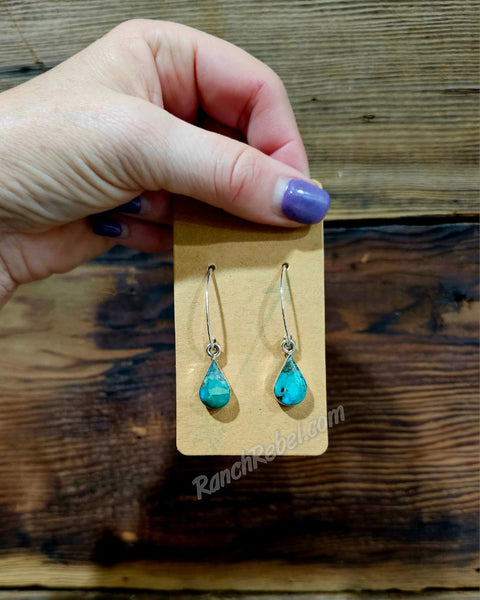 Turquoise Teardrop Hoops #5863