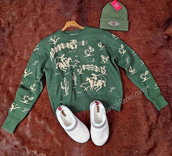 Rodeo Quincy Emerald Rancho Freeman Sweater #5865