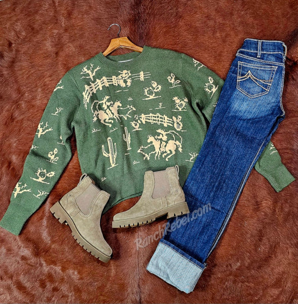 Rodeo Quincy Emerald Rancho Freeman Sweater #5865