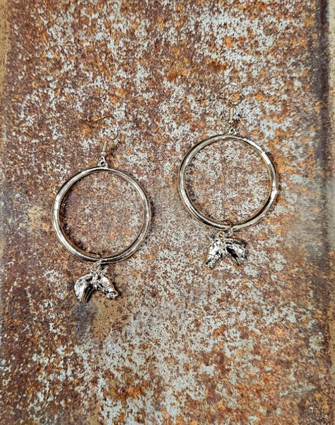 Gold Horse Hoop Earrings #5874