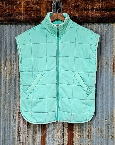 Turquoise Quilted Knit Vest #5878