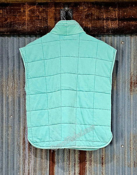 Turquoise Quilted Knit Vest #5878