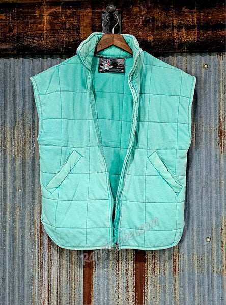 Turquoise Quilted Knit Vest #5878