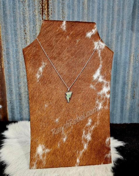 Green Turquoise Bolt Necklace #5886