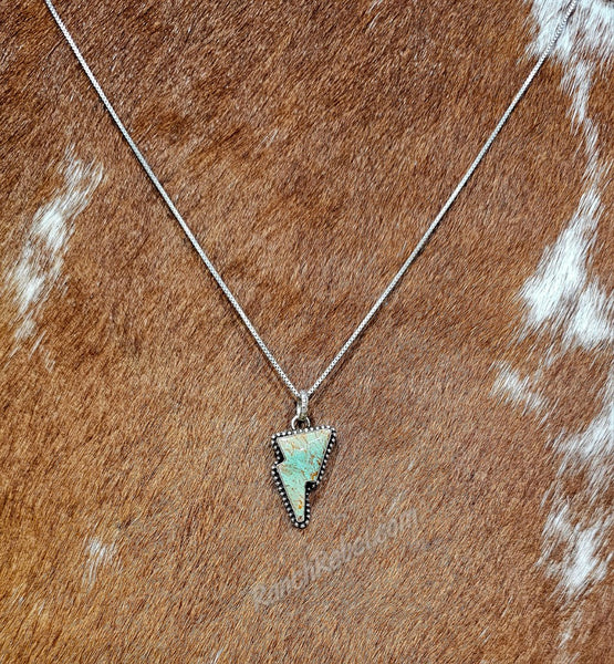 Green Turquoise Bolt Necklace #5886