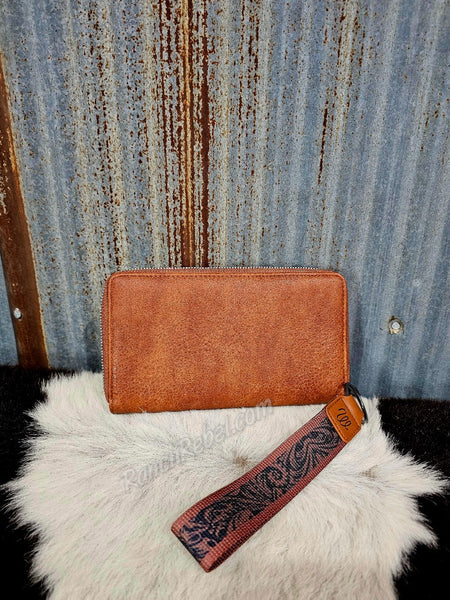 Wrangler Brown Bootstitch Wallet Wristlet #5896