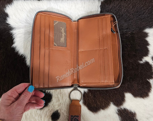 Wrangler Brown Bootstitch Wallet Wristlet #5896