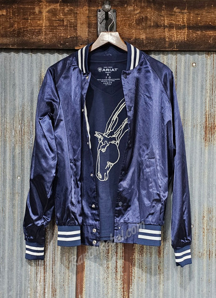 Navy Cowgirl Social Club Bomber Jacket #5870