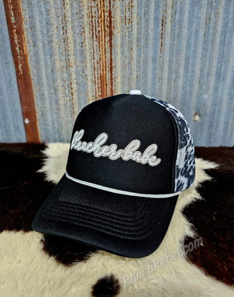 Bleacher Babe Black Cow Print Cap #5923