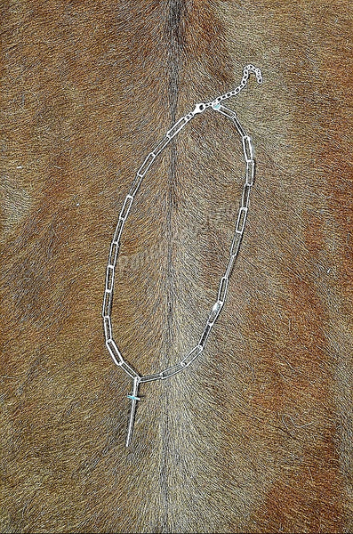 Sterling Paper Clip Cross Necklace #5926