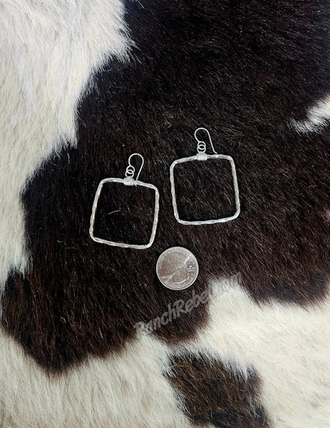 Square Hammered Hoop Earrings #5927