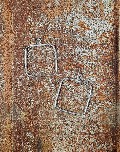 Square Hammered Hoop Earrings #5927