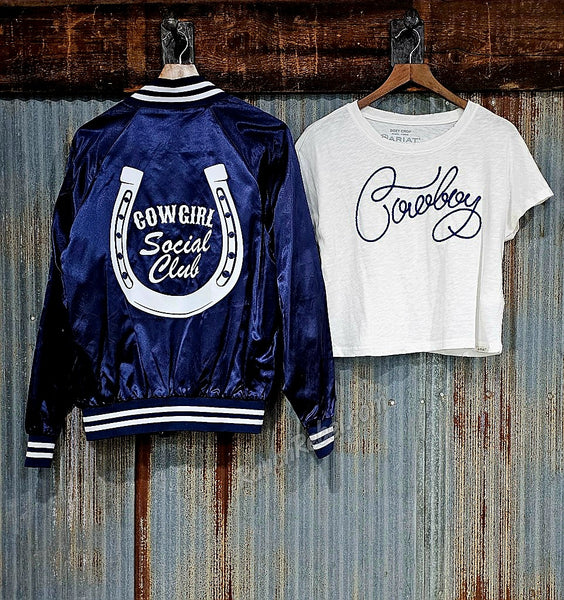 Navy Cowgirl Social Club Bomber Jacket #5870