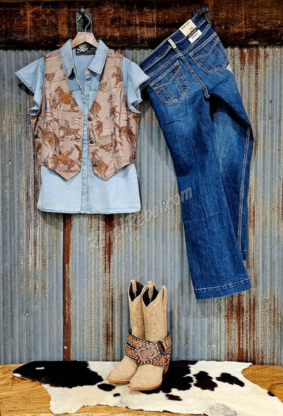 Denim Frills Pearl Snap #5972