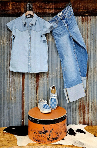 Denim Frills Pearl Snap #5972