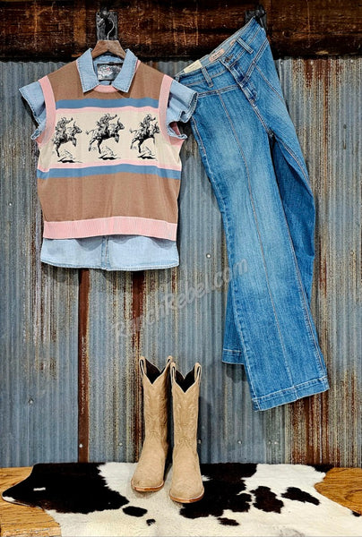 Denim Frills Pearl Snap #5972