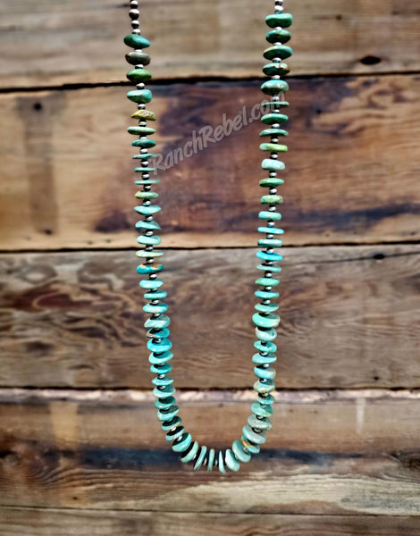 Green Turquoise Disc Necklace #6084