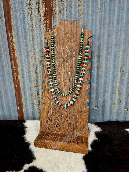 Green Turquoise Disc Necklace #6084