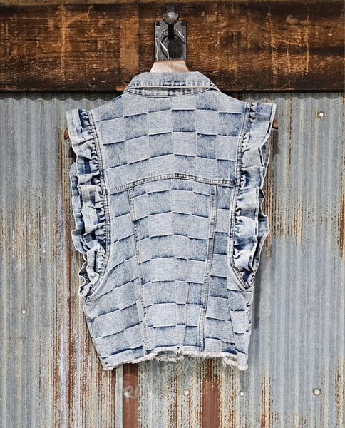 Denim Checkered Vest #6111