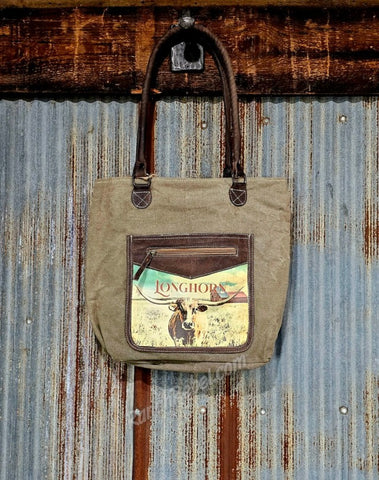 Longhorn Canvas Tote #6093