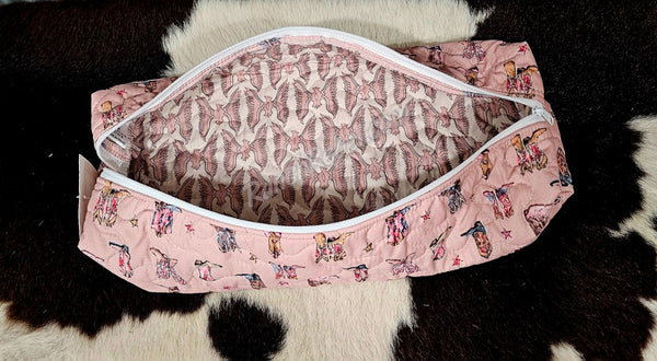 Quilted Hot Tools Bag in Pink Boots #6099