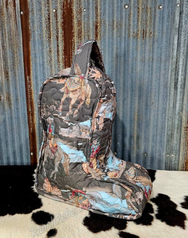 Quilted Boot Bag in Charcoal Birdie #6106