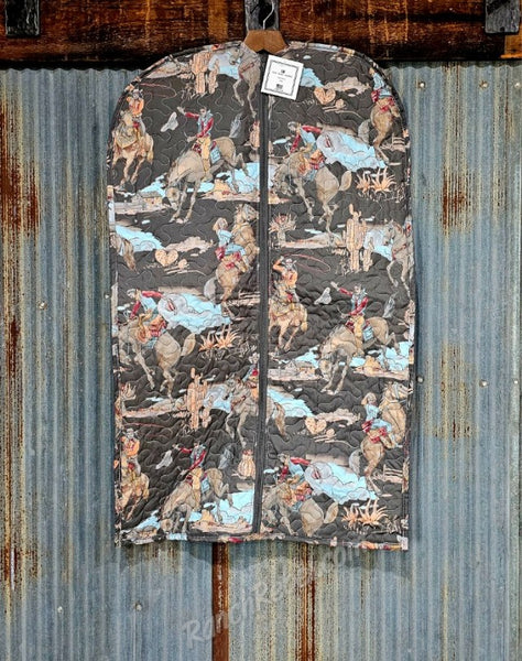 Quilted Garment Bag in Charcoal Birdie #6108