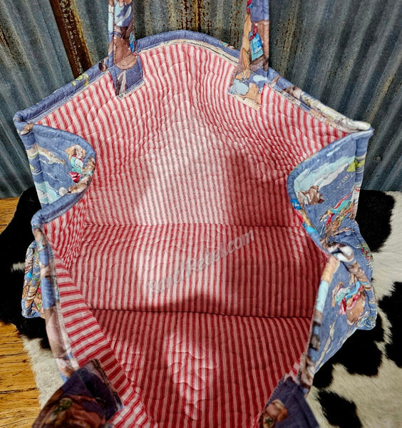 Quilted Birdie Chambray Tote #6121
