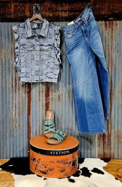 Denim Checkered Vest #6111