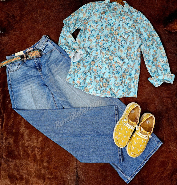 Ariat Venttek Blue Paisley Floral Shirt #6138