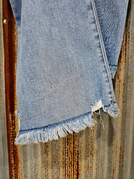 Risen Mid Rise Wide Leg Frayed Hem Crop #6172