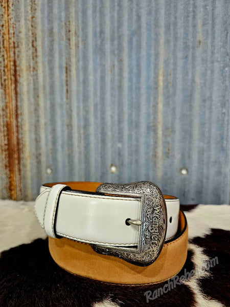 White & Tan Bootstitch Belt #6190