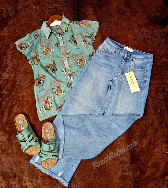Howdy Cowboy Flutter Sleeve Top #6186