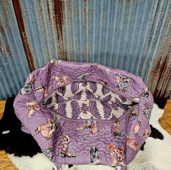 Quilted Duffle Bag in Thunderbird Boots Purple #6198