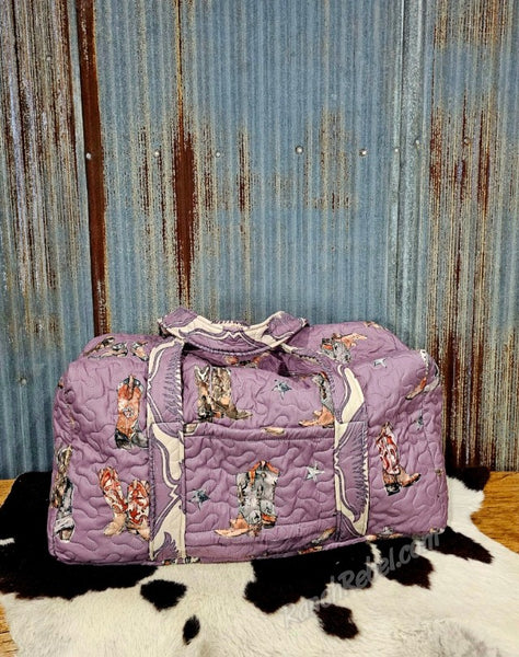 Quilted Duffle Bag in Thunderbird Boots Purple #6198